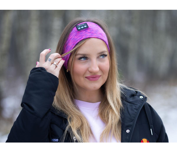 Opaska z wbudowanymi słuchawkami Bluetooth różowa - 1352015 - zdjęcie 4